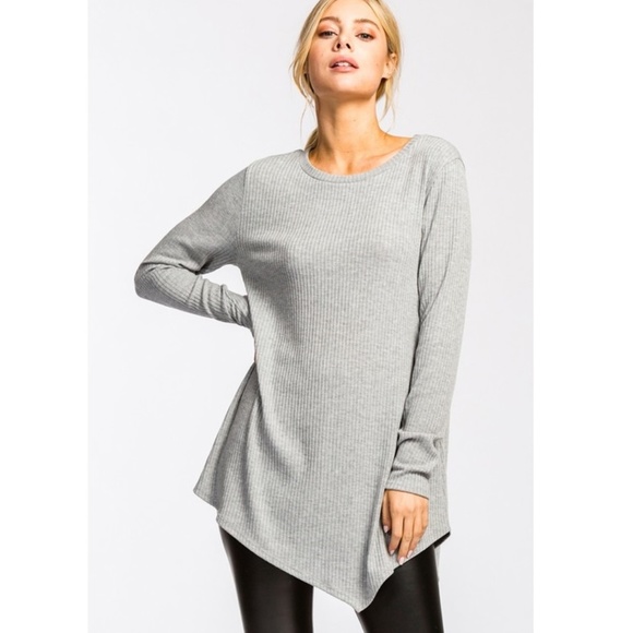 Glam Girl Fashion Tops - NWT  Gorgeous Asymmetric Ribbed Tunic